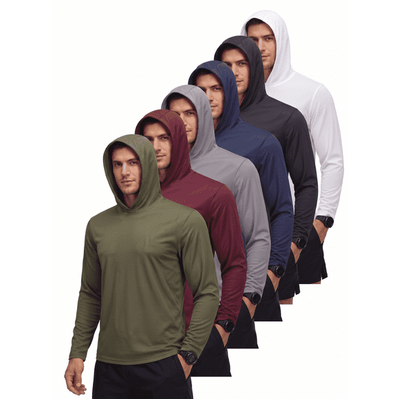 Mens Mesh Hooded Shirt Slim Fit Athletic Performance Long Sleeve Workout Hoodie Tee