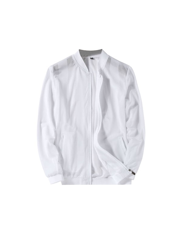 Mens Mesh Jacket Casual Fall Top Zip Up Lightweight Long Sleeve Breathable Cool Fishing Coat Dad Gifts