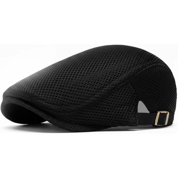 Mens Mesh Newsboy Hat Breathable Summer Flat Cap Beret Ivy Driving Hat Adjustable Golf Cap