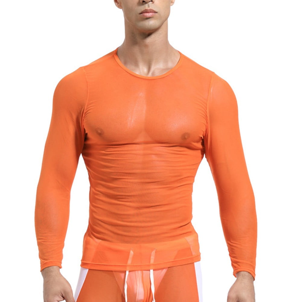 orange mesh top long sleeve