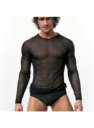 Xysaqa Men's Sheer Fishnet See-Through Tank Top, Sleeveless Muscle Workout  T Shirt Mesh Transparent Tees Top 
