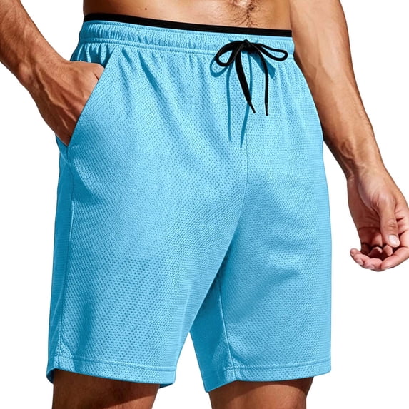 Mens Mesh Shorts 7 Inch Inseam Mens Running Athletic Shorts Quick Dry Breathable Fabric for Gym and Workouts Blue
