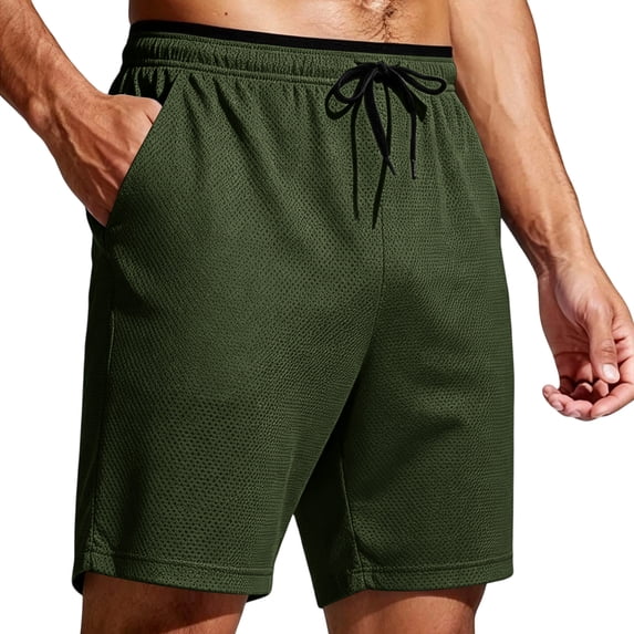 Mens Mesh Shorts 7 Inch Inseam Mens Running Athletic Shorts Quick Dry Breathable Fabric for Gym and Workouts Green