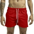 thumbnail image 1 of Mens Mesh Shorts Men Beach Trunks Shorts Trendy Solid Color Sweatpants Drawstring Elastic Waist Summer Shorts with Pockets Red XXL, 1 of 5