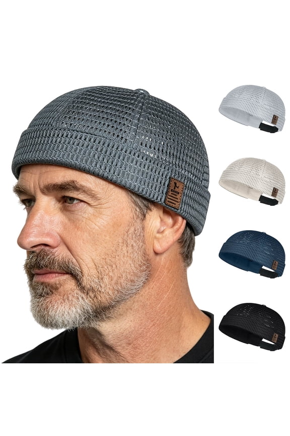 Mens Mesh Skull Cap BWASD Casual Lightweight Breathable Mesh Cap Beanie Sun Protect UPF 50+ Brimless Hat for Summer Outdoor Sport Work Wear (Dark Gray)