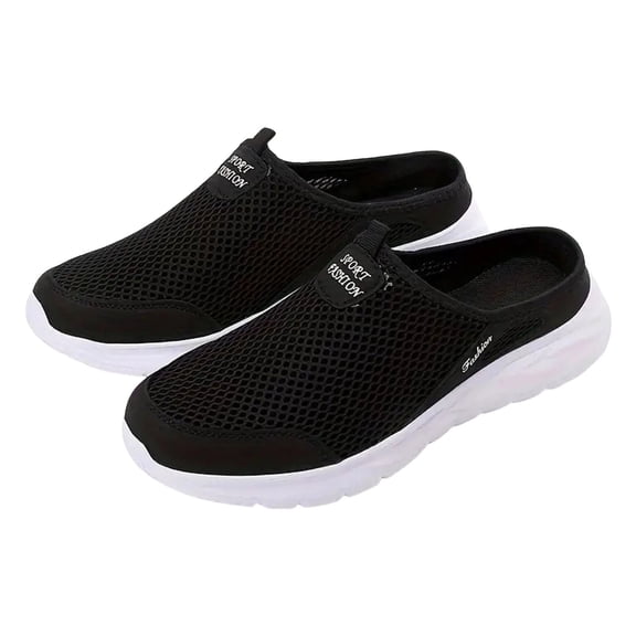 Mens Mesh Slide with Arch Support Breathable Mules Clogs Open Back Tennis Shoes Comfortable Slip On Walking Sandals White Size 8
