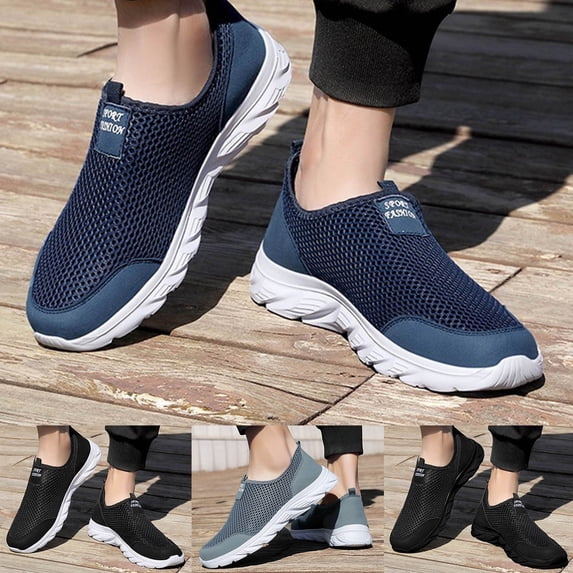 Mens Mesh Slip On Walking Shoes Wide Toe Box Lightweight Non Slip Soft Sole Quick Drying Barefoot Water Shoes