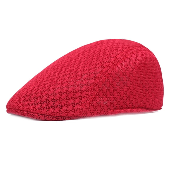 Mens Mesh Summer Newsboy Beret Hat Breathable Ivy Cap Cabbie Flat Solid Hats