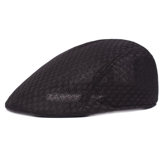 Mens Mesh Summer Newsboy Beret Hat Breathable Ivy Cap Cabbie Flat Solid Hats