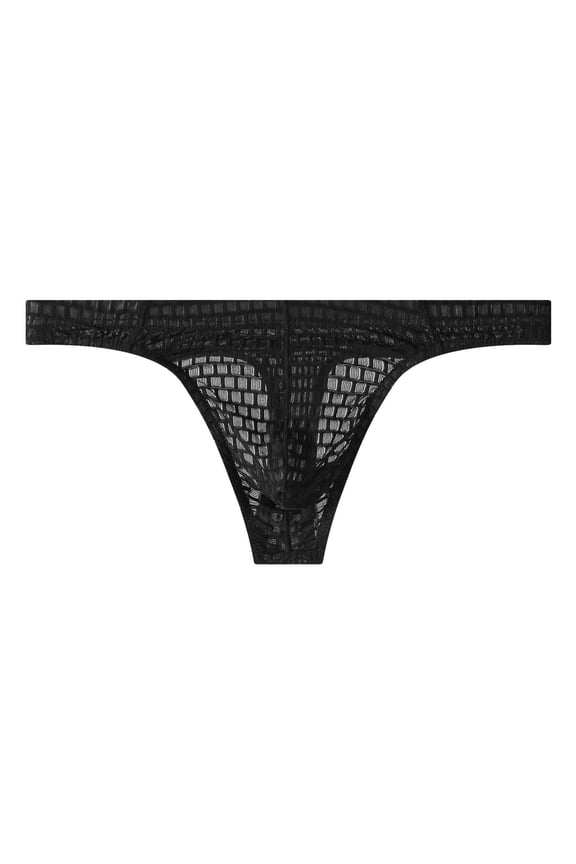 Mens Mesh-Underwear Thongs Low Waisted Lightweight Stretchy Slim Breathable Solid Color High-Cut Loungewear Workout Briefs