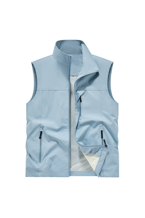 Mens Mesh Vest Summer Lightweight Softshell Windbreaker Jacket For Golf Safari Travel Hiking