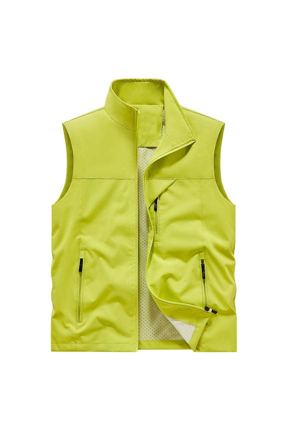 Mens Mesh Vest Summer Lightweight Softshell Windbreaker Jacket For Golf Safari Travel Hiking