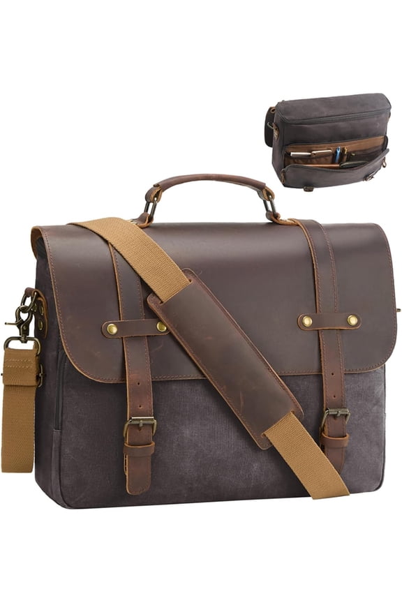 Mens Messenger Bag Waxed Canvas Laptop Briefcase 16" Crossbody Bags Satchel Bag