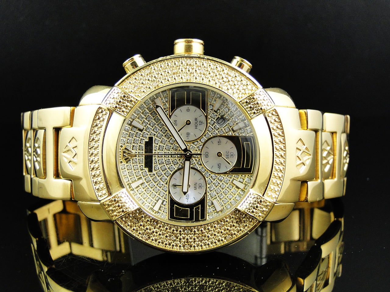 AQUA MASTER Mens Metal Band Diamond Watch W#96