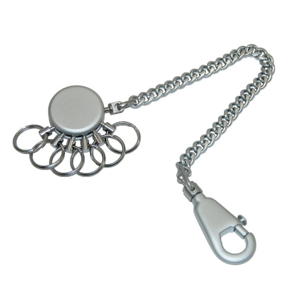 Mens Metal Chain Key Ring Clip, Silver