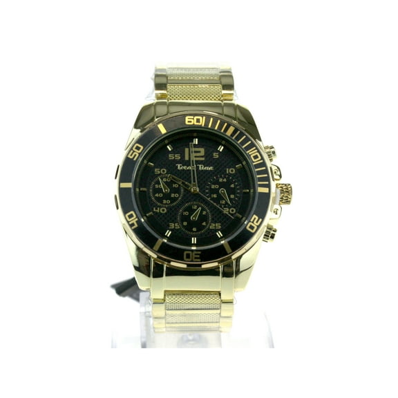 Mens Metal Classic Round Sport Gangster Luxury Analog Wrist Watch Gold Black