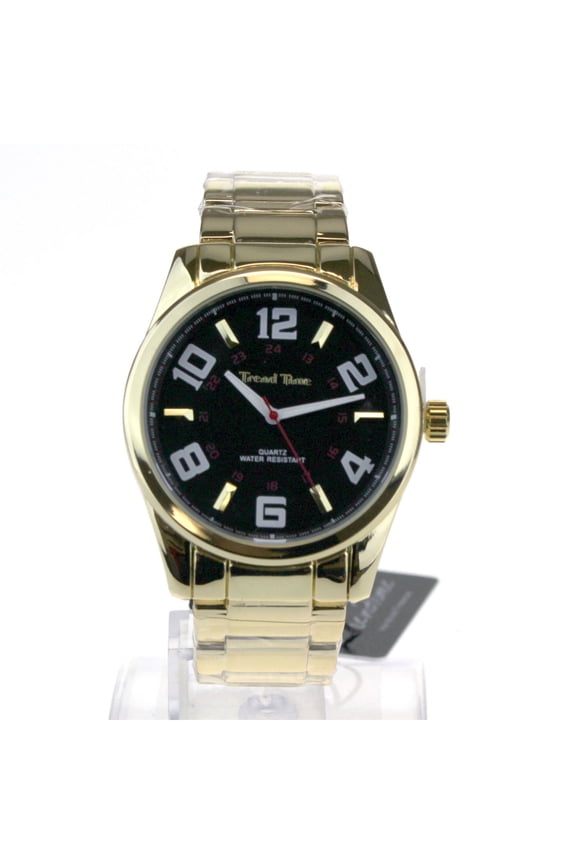 Mens Metal Dress Classic Round OG Luxury Analog Wrist Watch Gold Black