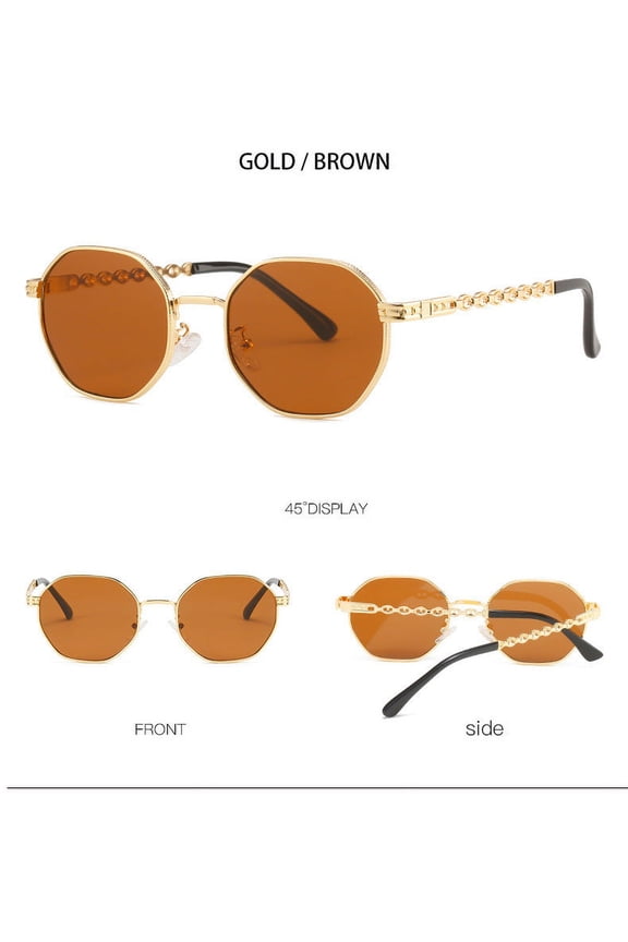 Mens Polygon Sunglasses with UV400 Protection AC Lens Full Frame Metal Frame for Driving Commute Outdoor Sports Fashion