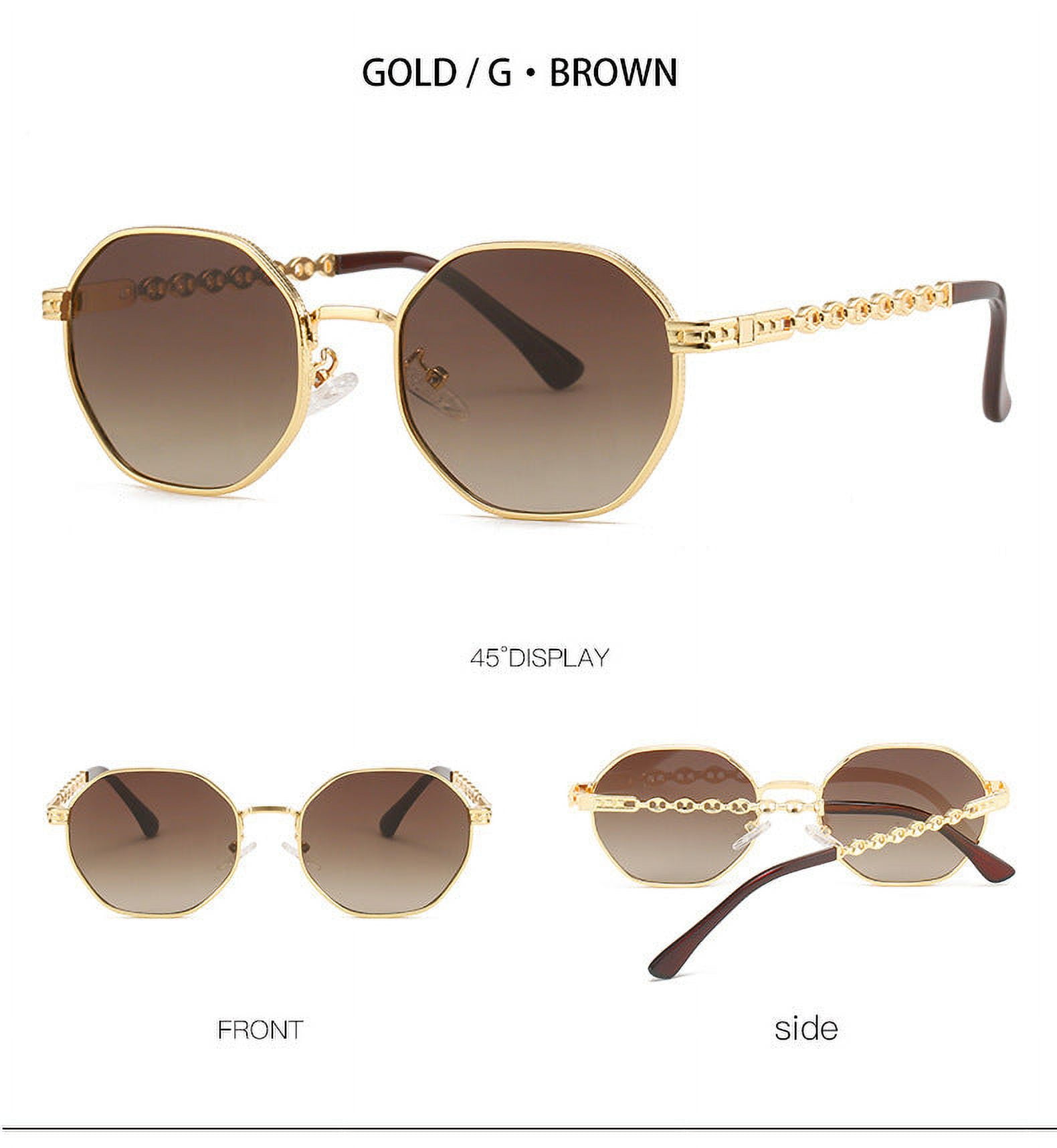 Mens Polygon Sunglasses with UV400 Protection AC Lens Full Frame Metal Frame for Driving Commute Outdoor Sports Fashion