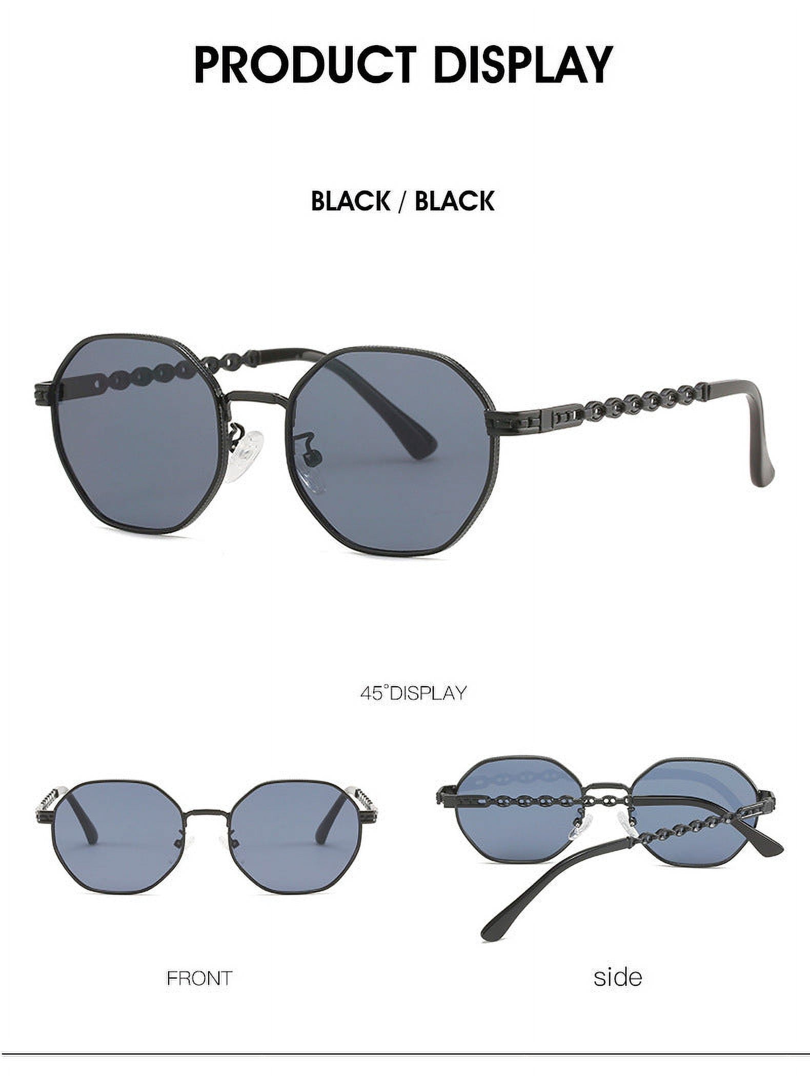 Mens Polygon Sunglasses with UV400 Protection AC Lens Full Frame Metal Frame for Driving Commute Outdoor Sports Fashion