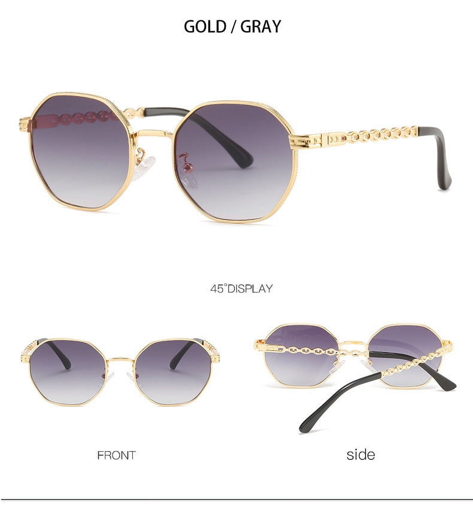 Mens Polygon Sunglasses with UV400 Protection AC Lens Full Frame Metal Frame for Driving Commute Outdoor Sports Fashion