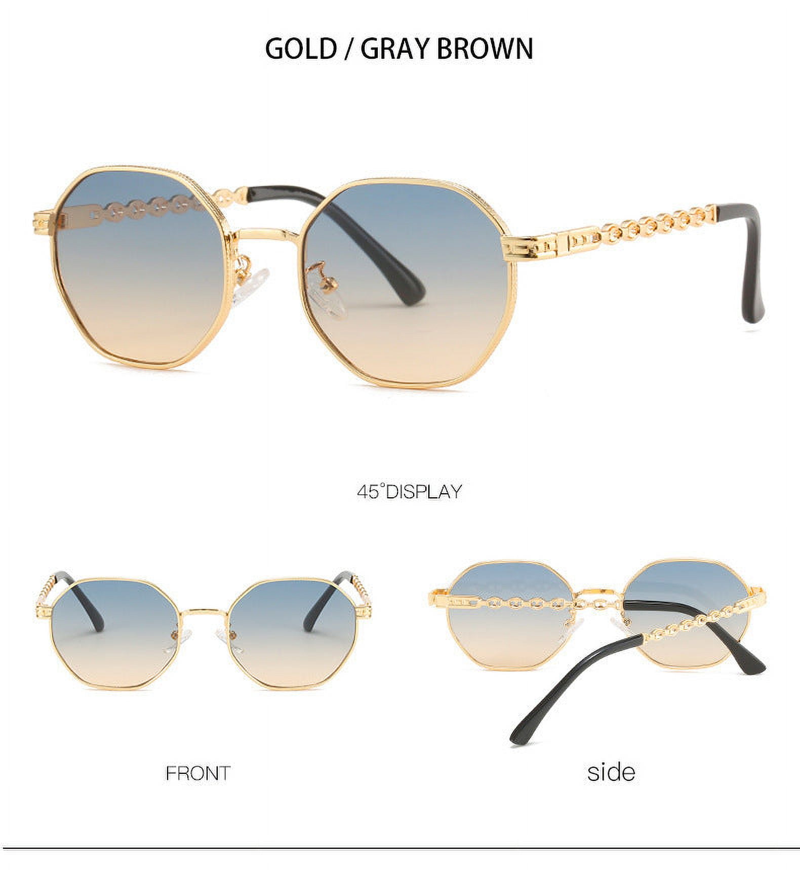 Mens Polygon Sunglasses with UV400 Protection AC Lens Full Frame Metal Frame for Driving Commute Outdoor Sports Fashion