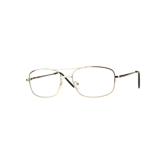 Mens Metal Rim Classic Rectangular Bifocal Reading Eye Glasses Gold 3.0