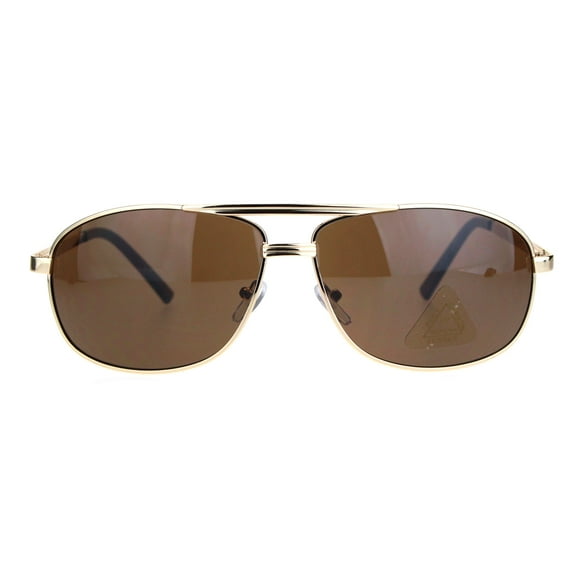 Mens Metal Rim Narrow Racer Pilots Sunglasses Gold Brown