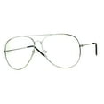 thumbnail image 1 of Mens Metal Rim Oversize Officer Clear Lens Eye Glasses Silver, 1 of 4