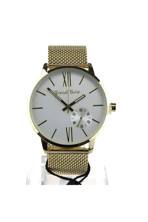 Mens Metal Shark Mash Mod Band Round Large Wrist Watch Gold Silver