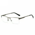 thumbnail image 1 of Mens Metal Square Half Rimless Reading Glasses, Blue Light Blocking Classic Spring Hinges Oversized Gunmetal Readers +1.50, 1 of 4