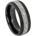 thumbnail image 1 of Mens Meteorite Tungsten Ring, Dome Black Tungsten Wedding with Imitation Meteorite Inlay TN624Ns13, 1 of 6