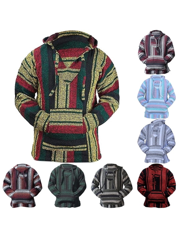 Mens Mexican Hoodie Tribal 3D Print Poncho Pullover Hooded Sweatshirt Hippie Surf Casual