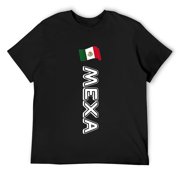 Mens Mexico Flag Mexa Badge Vertical by ASJ Short Sleeve T-Shirt Black X-Large
