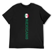 Mens Mexico Flag Mexicano Badge Vertical by ASJ T-Shirt Black S