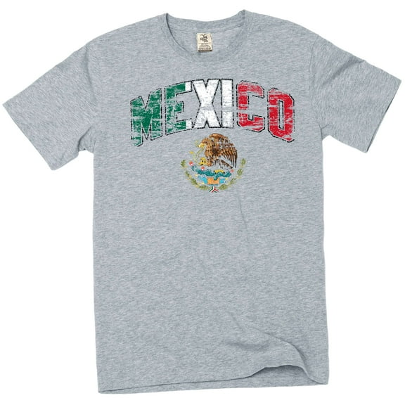 Mexico T-Shirt Mens Unisex National Flag Eagle Coat of Arms Shirt Mexican Flag Shirt (Small Grey)