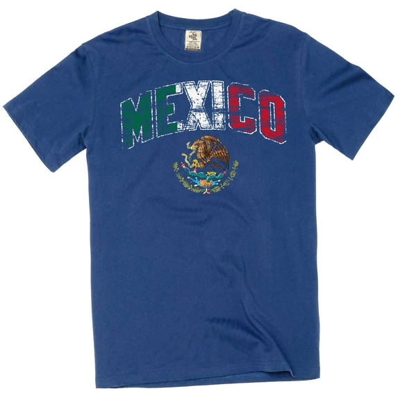 Mexico T-Shirt Mens Unisex National Flag Eagle Coat of Arms Shirt Mexican Flag Shirt (XX-Large Navy Blue)