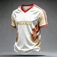 thumbnail image 1 of Mens Mexico Soccer Jersey Shirt 2D Print Short Sleeve T Shirts V Neck Tee Soft Trendy Jerseys 2026 Summer Tee, White M, 1 of 4