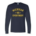 thumbnail image 1 of Mens Michigan Tshirt Michigan Vs. Everybody Football Team Color Long Sleeve T-shirt-Navy Blue-5xl, 1 of 1