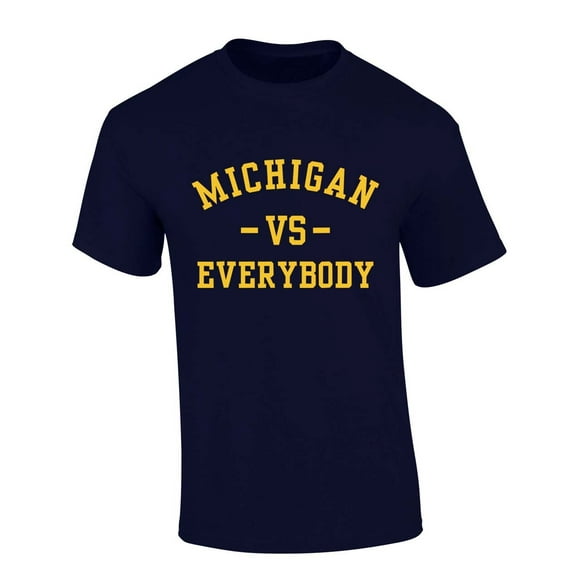 Mens Michigan Tshirt Michigan Vs. Everyone Football Team Color Short Sleeve T-shirt-Navy Blue-large