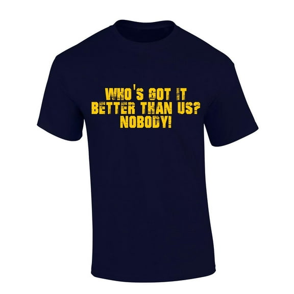 Mens Michigan Tshirt Who's Got It Better Than Us? Nobody! Short Sleeve T-shirt-Navy Blue-6xl