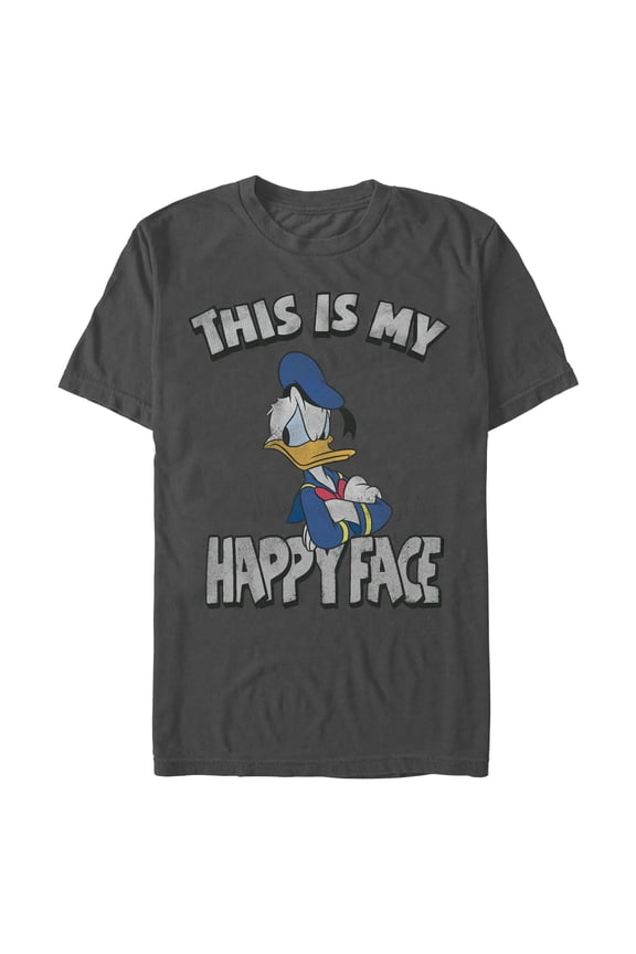 Mens Mickey & Friends Distressed My Happy Face T Shirt