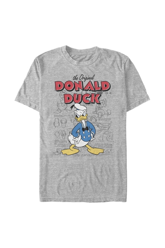 Mens Mickey Friends Donald Duck Original Art T-Shirt Medium Athletic Heather