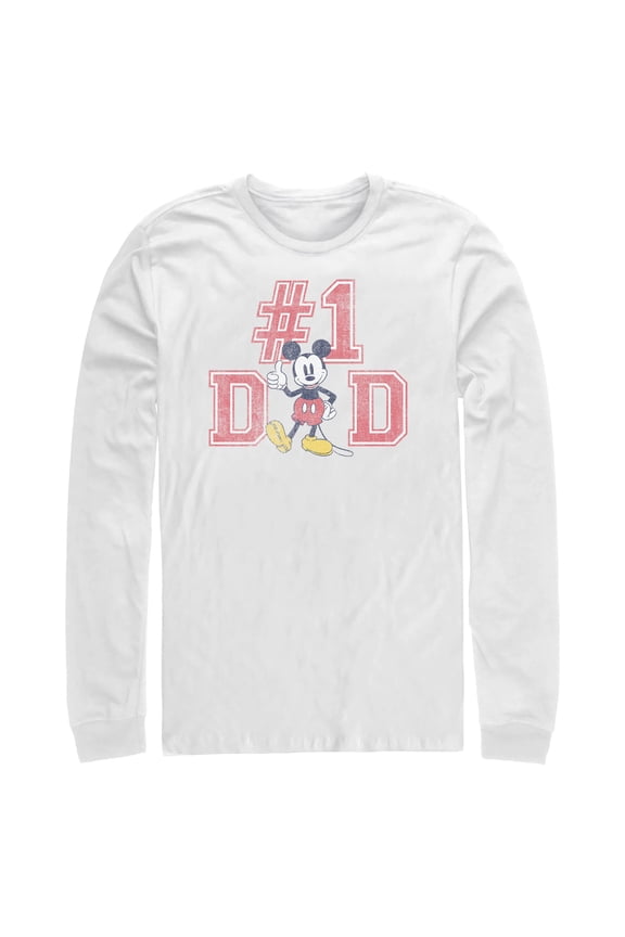 Mens Mickey & Friends Father's Day Mousey #1 Dad Long Sleeve Shirt
