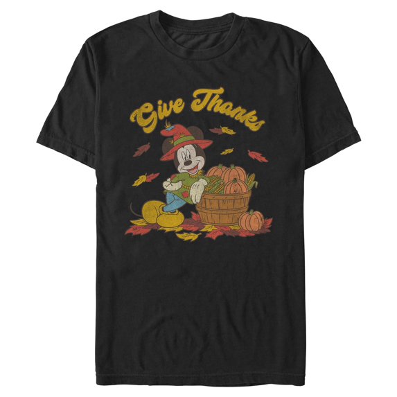 Mens Mickey & Friends Give Thanks Scarecrow Mickey Short Sleeve T-Shirt