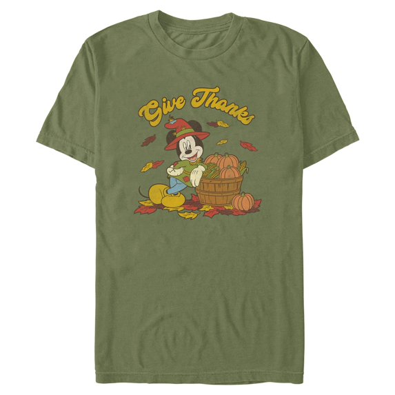 Mens Mickey & Friends Give Thanks Scarecrow Mickey Short Sleeve T-Shirt