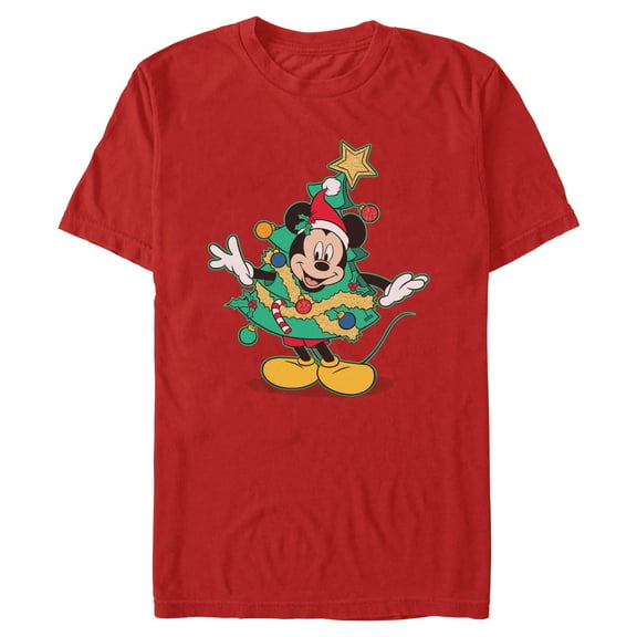 Mens Mickey & Friends Holiday Christmas Tree Pose T Shirt