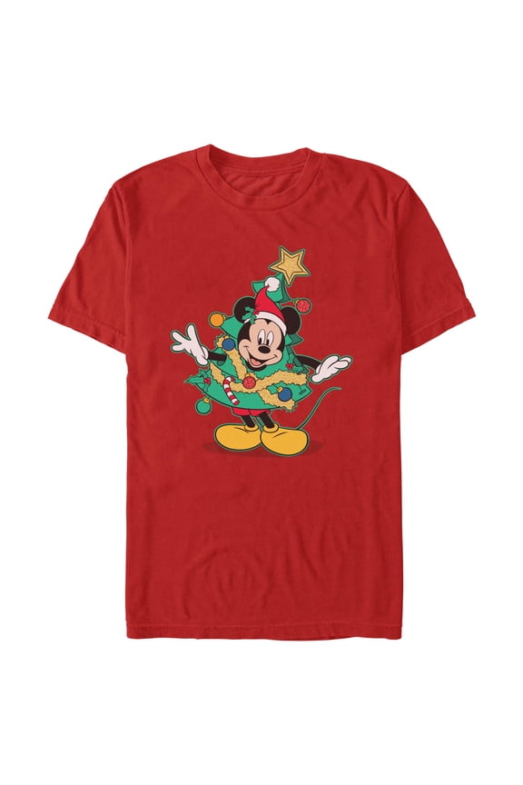 Mens Mickey & Friends Holiday Christmas Tree Pose T Shirt