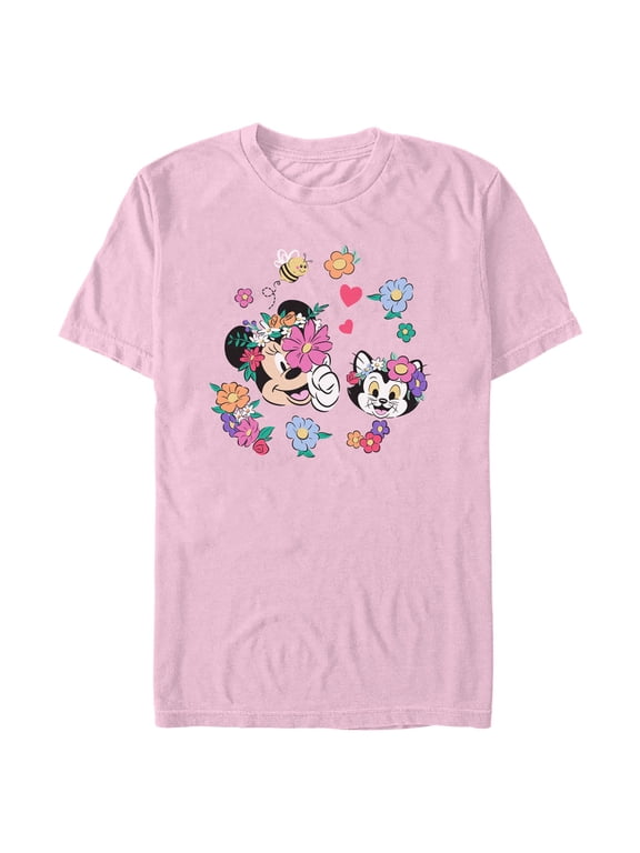Mens Mickey & Friends Minnie And Figaro Spring Flower T Shirt