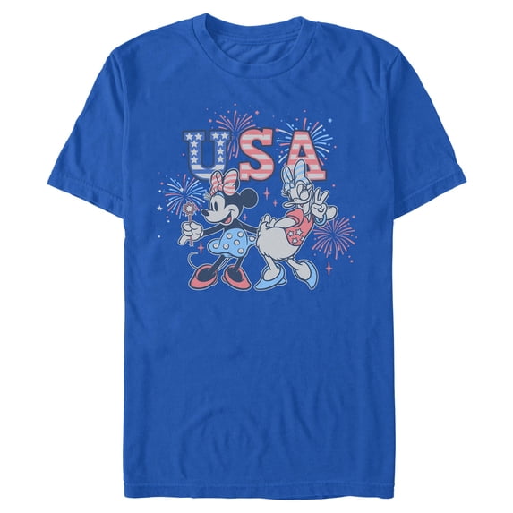 Mens Mickey & Friends Minnie and Daisy Fireworks T Shirt